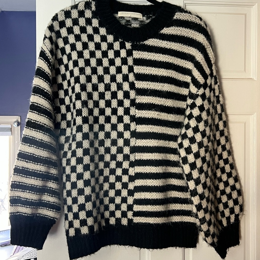 Black and White Checkered Sweater